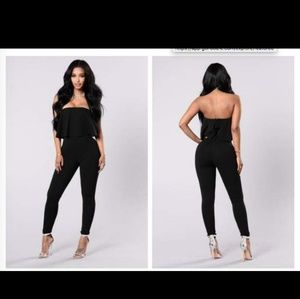 Black tube top jumpsuit